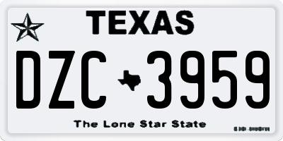 TX license plate DZC3959