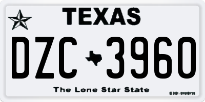 TX license plate DZC3960