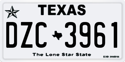 TX license plate DZC3961