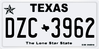 TX license plate DZC3962