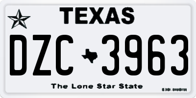 TX license plate DZC3963
