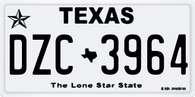 TX license plate DZC3964