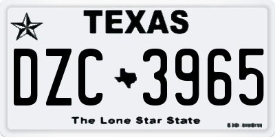 TX license plate DZC3965