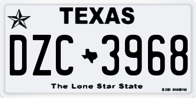 TX license plate DZC3968