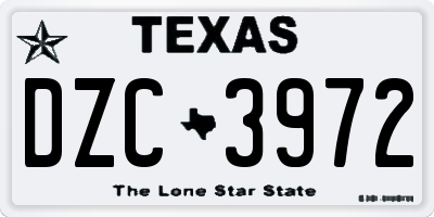 TX license plate DZC3972