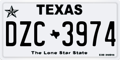 TX license plate DZC3974