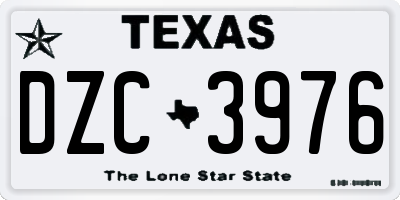 TX license plate DZC3976