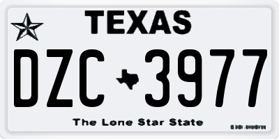 TX license plate DZC3977