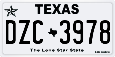 TX license plate DZC3978