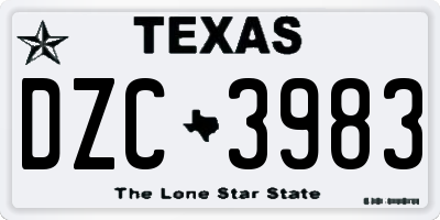 TX license plate DZC3983