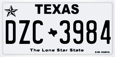 TX license plate DZC3984