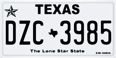 TX license plate DZC3985