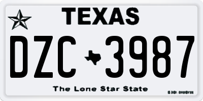 TX license plate DZC3987