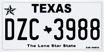 TX license plate DZC3988