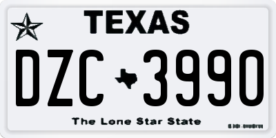 TX license plate DZC3990