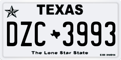 TX license plate DZC3993