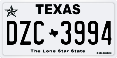 TX license plate DZC3994