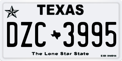 TX license plate DZC3995