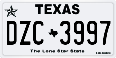 TX license plate DZC3997