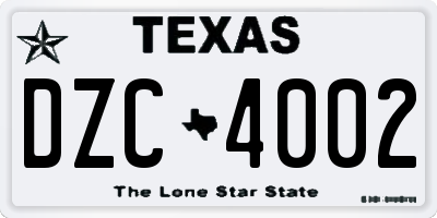 TX license plate DZC4002