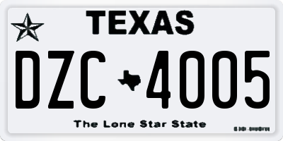 TX license plate DZC4005