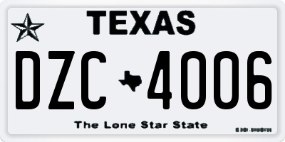 TX license plate DZC4006