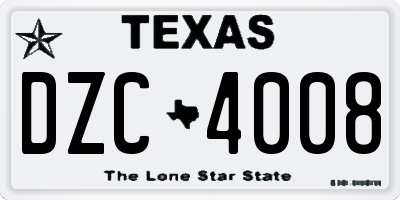 TX license plate DZC4008