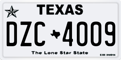 TX license plate DZC4009