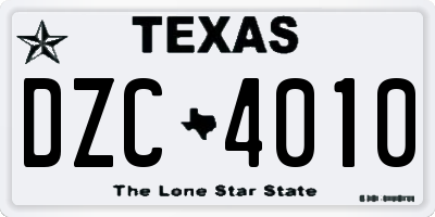 TX license plate DZC4010
