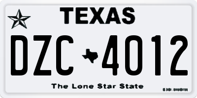 TX license plate DZC4012
