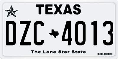 TX license plate DZC4013