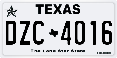 TX license plate DZC4016
