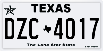 TX license plate DZC4017