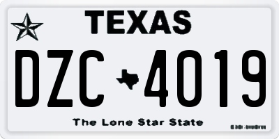 TX license plate DZC4019