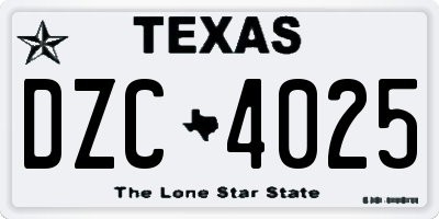 TX license plate DZC4025
