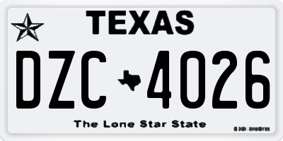 TX license plate DZC4026