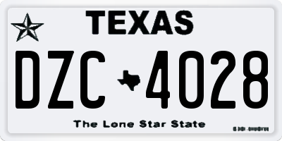 TX license plate DZC4028