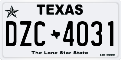 TX license plate DZC4031