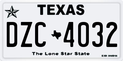 TX license plate DZC4032