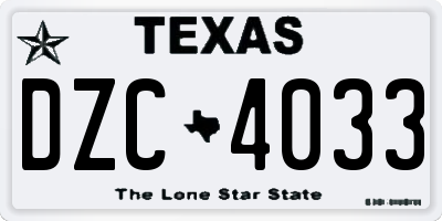TX license plate DZC4033