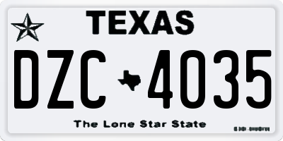 TX license plate DZC4035