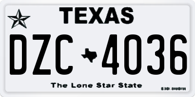 TX license plate DZC4036