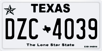TX license plate DZC4039
