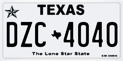 TX license plate DZC4040