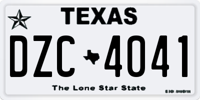 TX license plate DZC4041