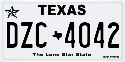 TX license plate DZC4042