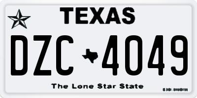 TX license plate DZC4049