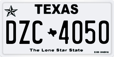 TX license plate DZC4050