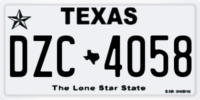 TX license plate DZC4058