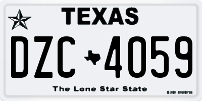 TX license plate DZC4059
